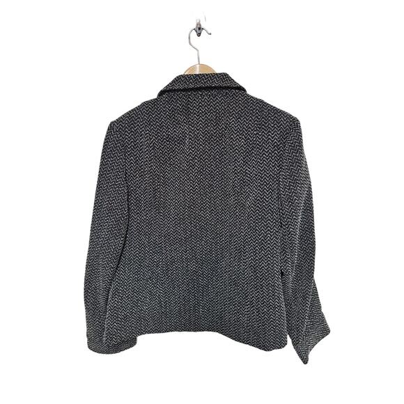 Southern Lady Jacket Womens Size 12 Tweed Full Zip Carpet Black Grey Chevron - Picture 2 of 9